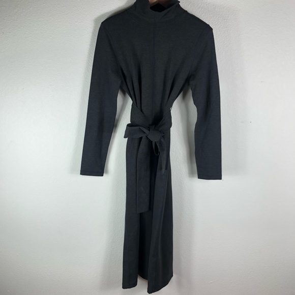 COS Dresses & Skirts - COS Long Sleeve Mock Neck Tie Maxi Dress Dark Gray